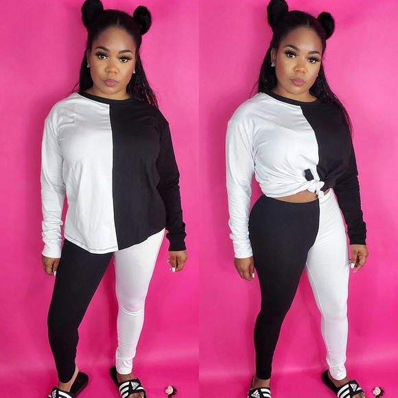 Cali Mentality Other - 🖤🤍"Block em"  Color block Lounge set BLK🖤🤍